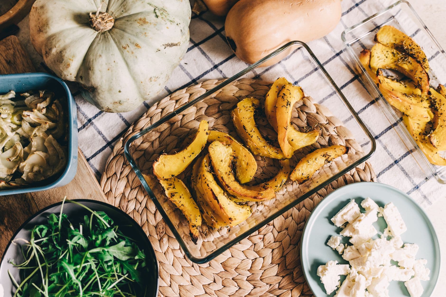 Herb marinated roasted butternut squash